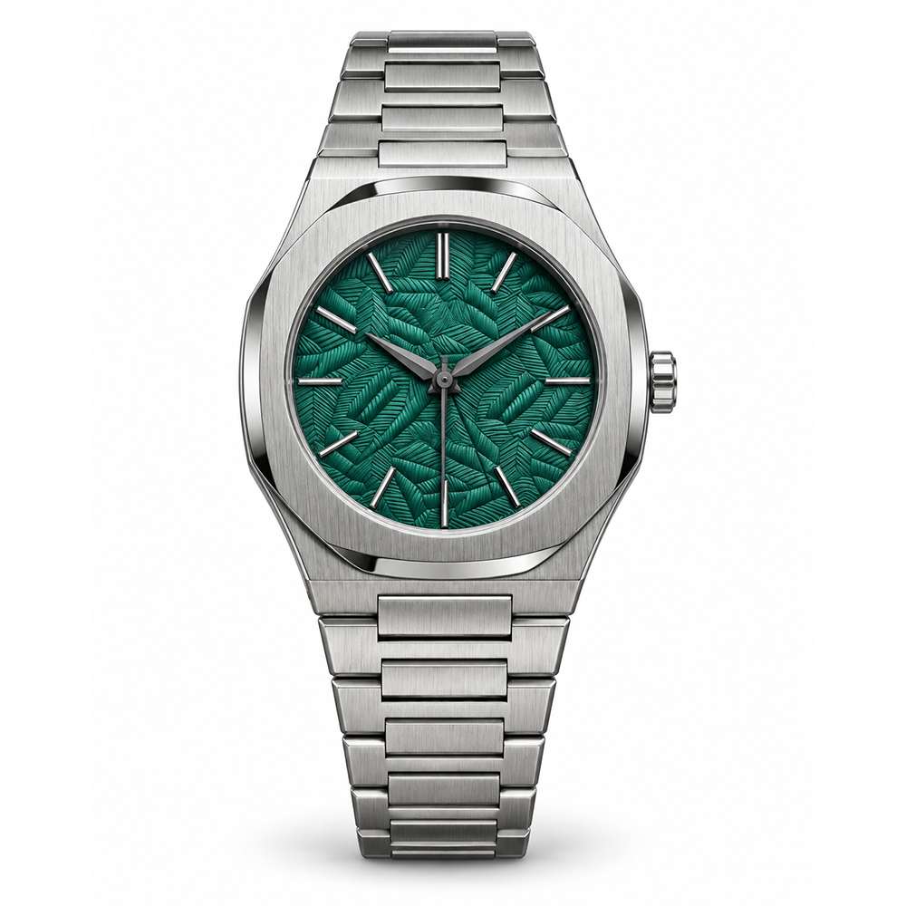 sz-g Green Palm Texture Dial Octagonal Watch High Transmittance Tempered Glass Quartz Bulk Order