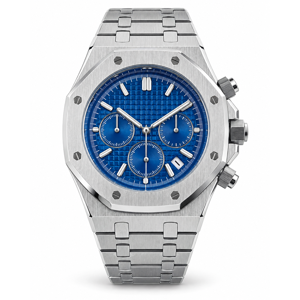 lz-b Modern Blue Chronograph Watch - Stainless Steel Luxury Wristwatch