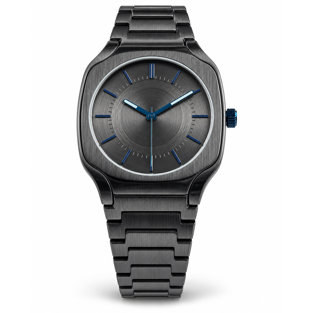sz-b Stainless Steel Square Watch  Brushed Metal Case Japanese Quartz Tempered Glass Bulk Supply