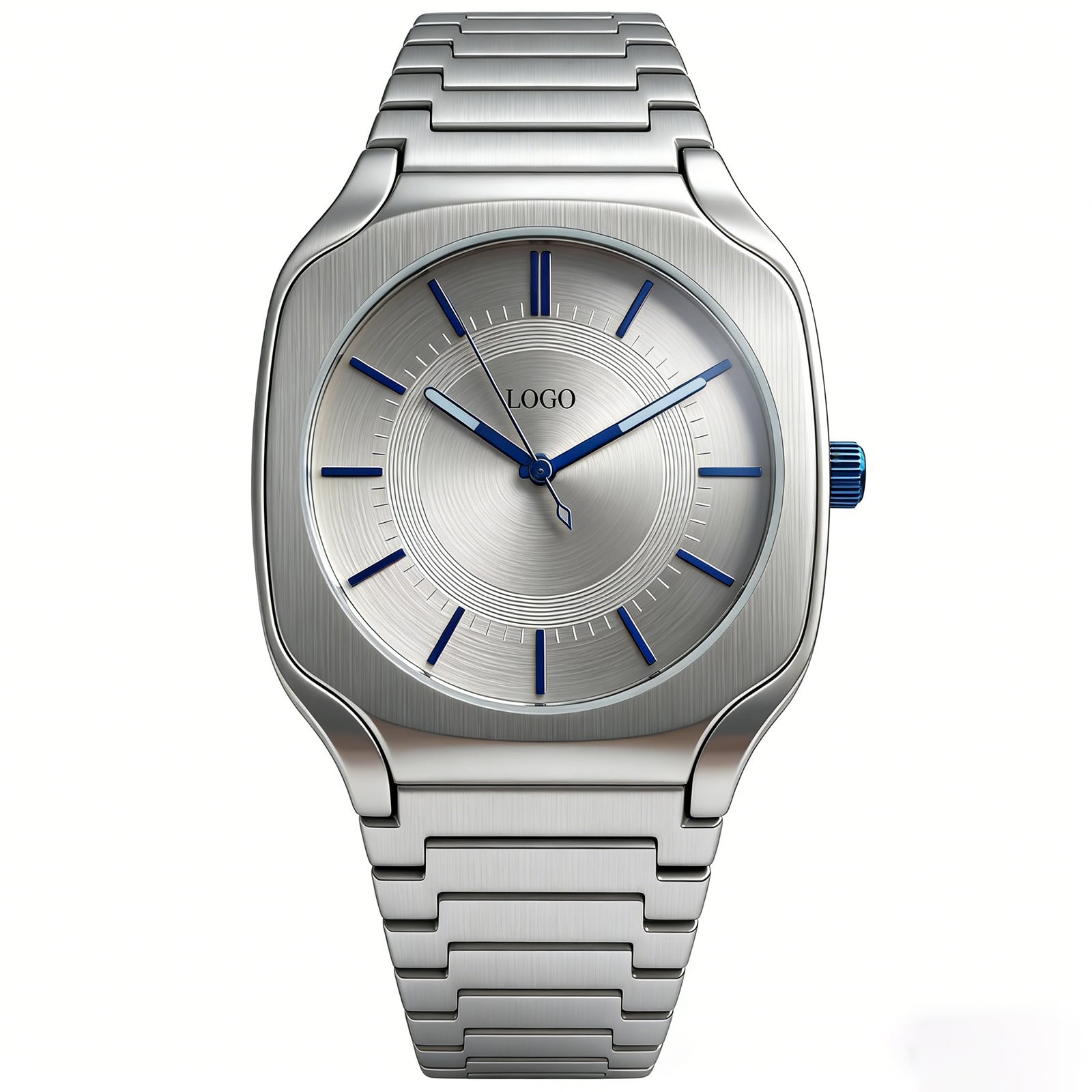 sz-w Square Cushion Case Watch Blue Hands Sunburst Dial Japanese Quartz 5ATM Bulk Supply