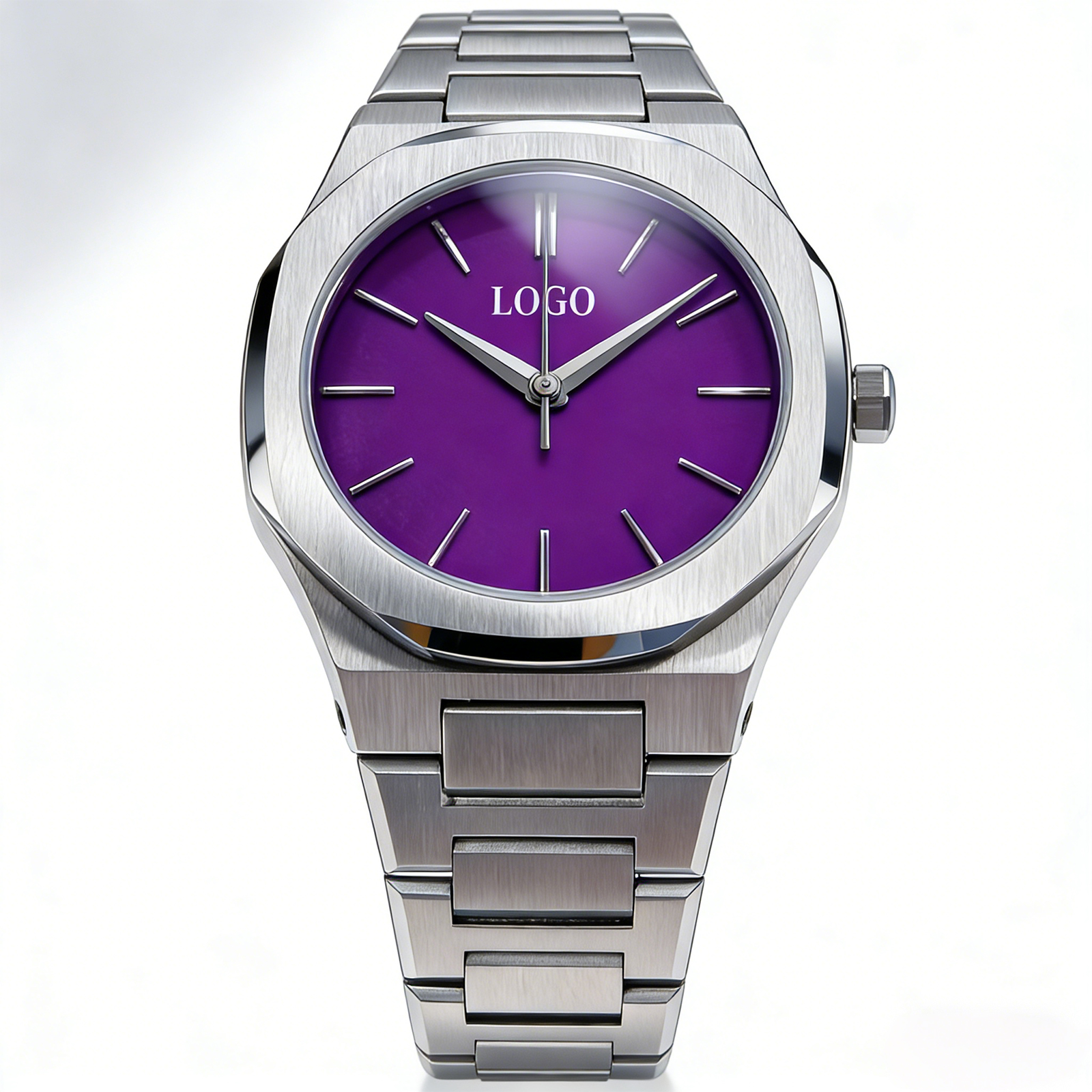 sz-p Luxury Purple Dial Stainless Steel Watch - Waterproof Quartz Wristwatch