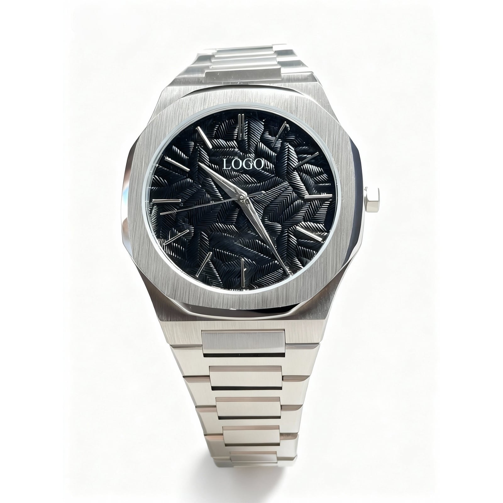 sz-b Octagonal Watch Crystal Mirror Face Steel Strap Quartz for Brand OEM