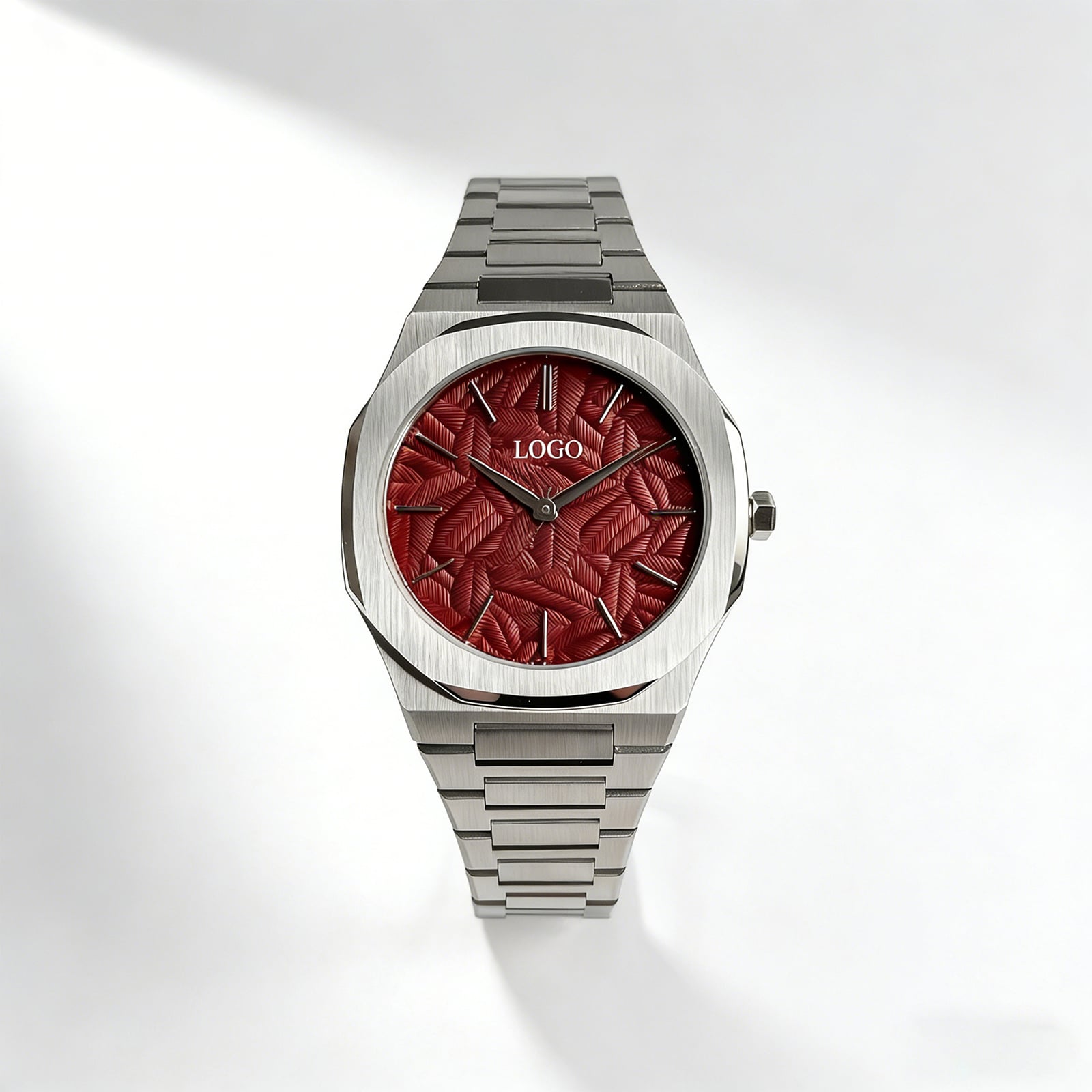 sz-r Red Embossed Dial Octagonal Watch High Reflection Mirror Quartz Wholesale