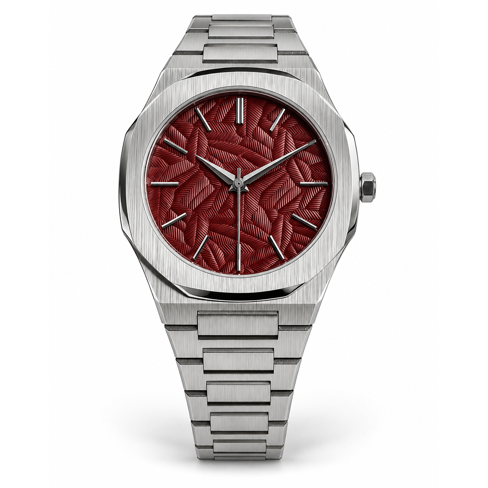 sz-r Red Embossed Dial Octagonal Watch High Reflection Mirror Quartz Wholesale