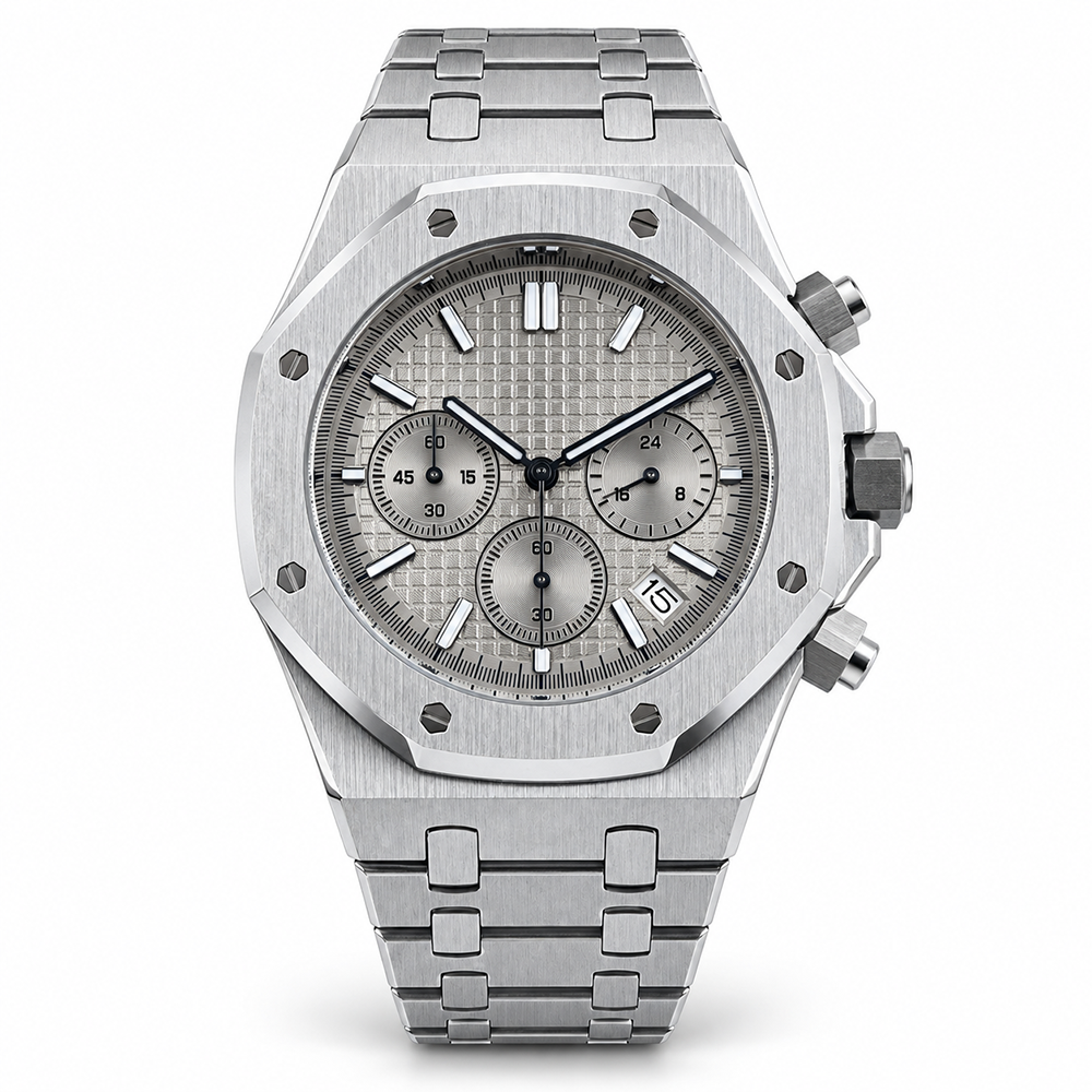 lz-h Waterproof Silver Chronograph Watch - Stainless Steel Business Watch