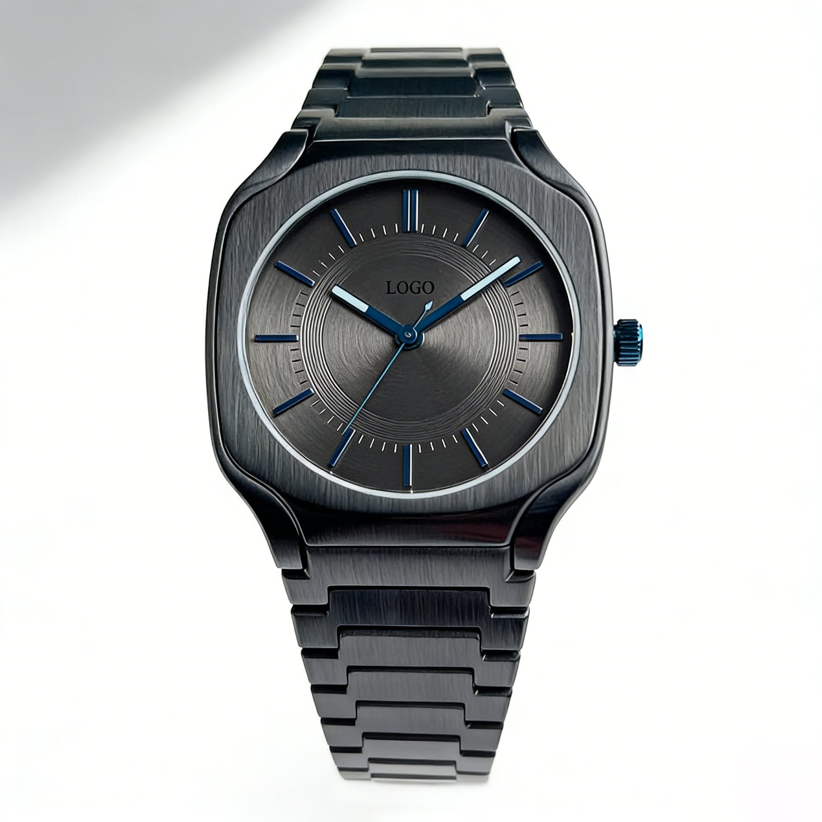 sz-b Stainless Steel Square Watch  Brushed Metal Case Japanese Quartz Tempered Glass Bulk Supply