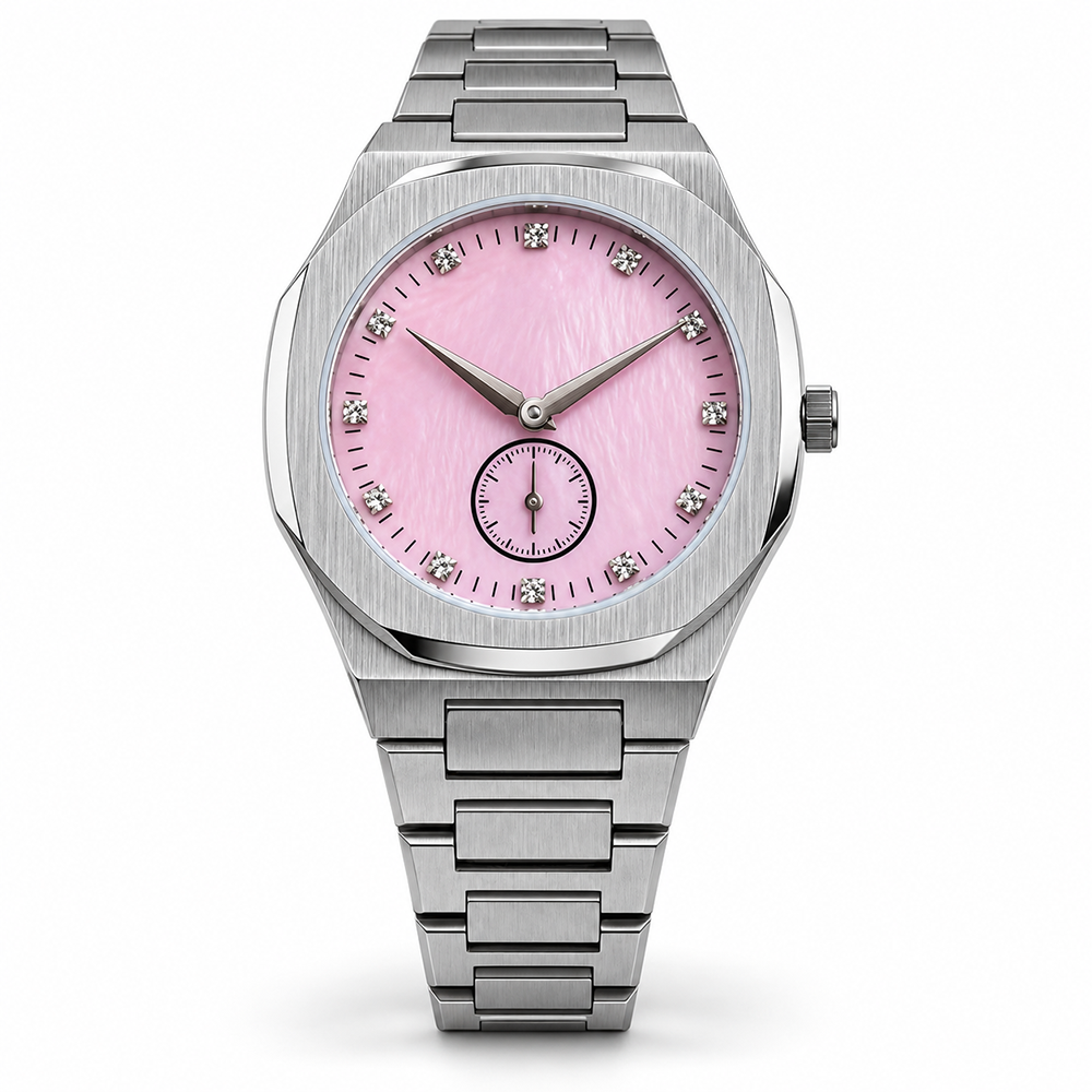 ez-p Pink MOP Octagonal Watch Diamond Markers Quartz for Wholesale