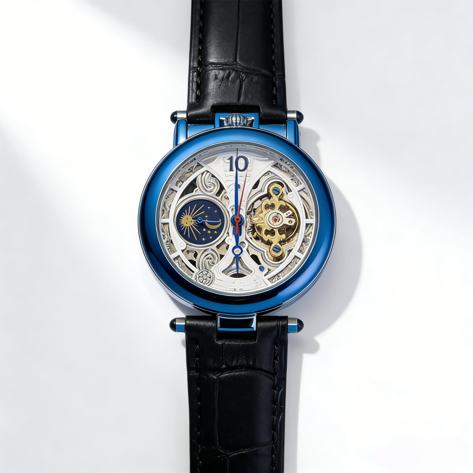 hb-p Skeleton Mechanical Watch Moon Phase Display for Wholesale Brand OEM