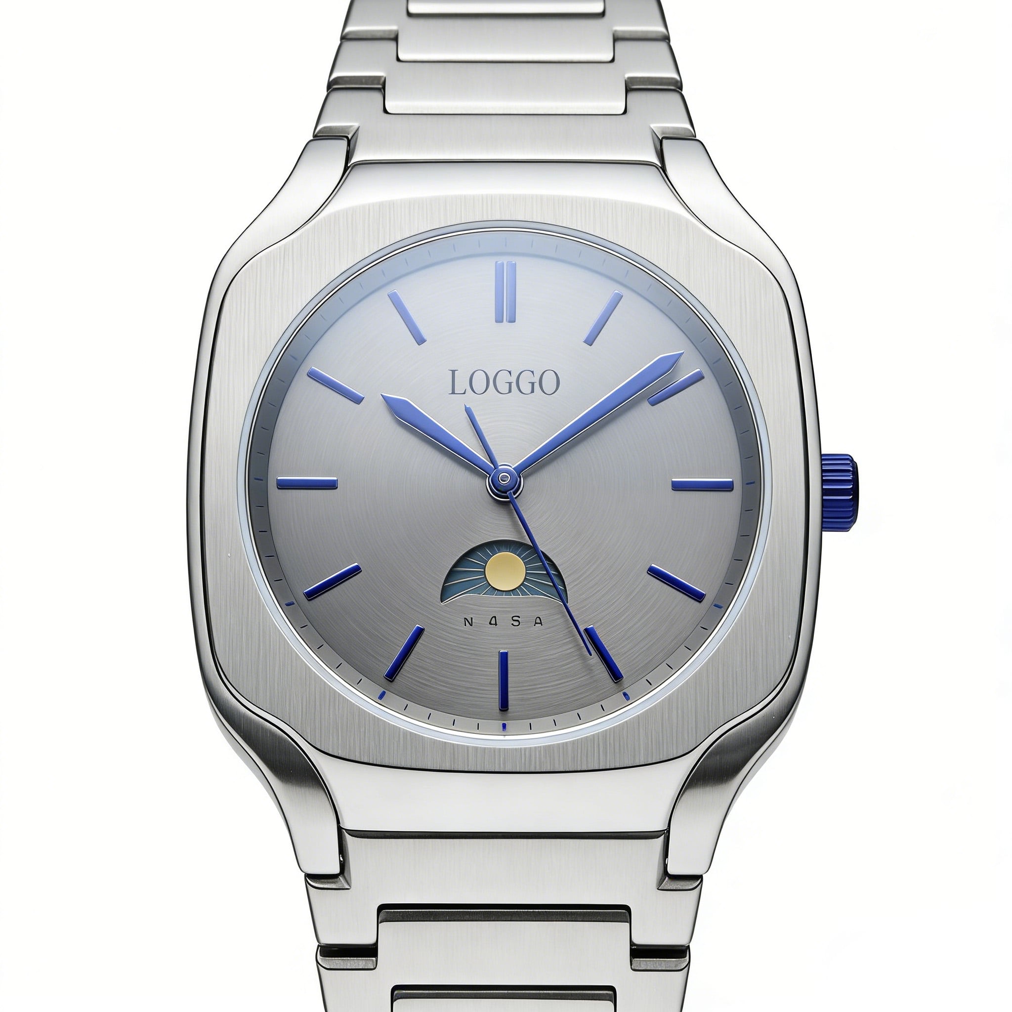 yx-b Luxury Moonphase Watch - Grey Dial Stainless Steel Men's Watch