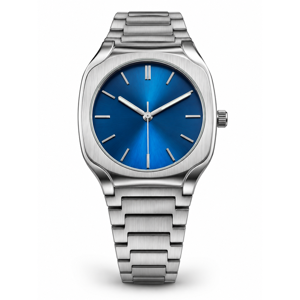 sz-sb Square Brushed Case Watch Deep Blue Sunburst Dial Japanese Quartz 5ATM Wholesale