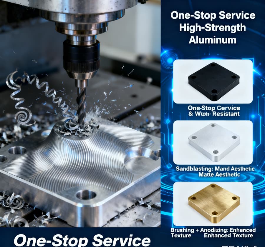 Dịch vụ trọn gói cho phay/phay tiện CNC hợp kim nhôm cường độ cao, anot hóa, phun cát và các xử lý bề mặt khác.