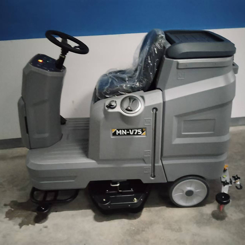 Experience the power and efficiency of an industrial floor scrubber machine