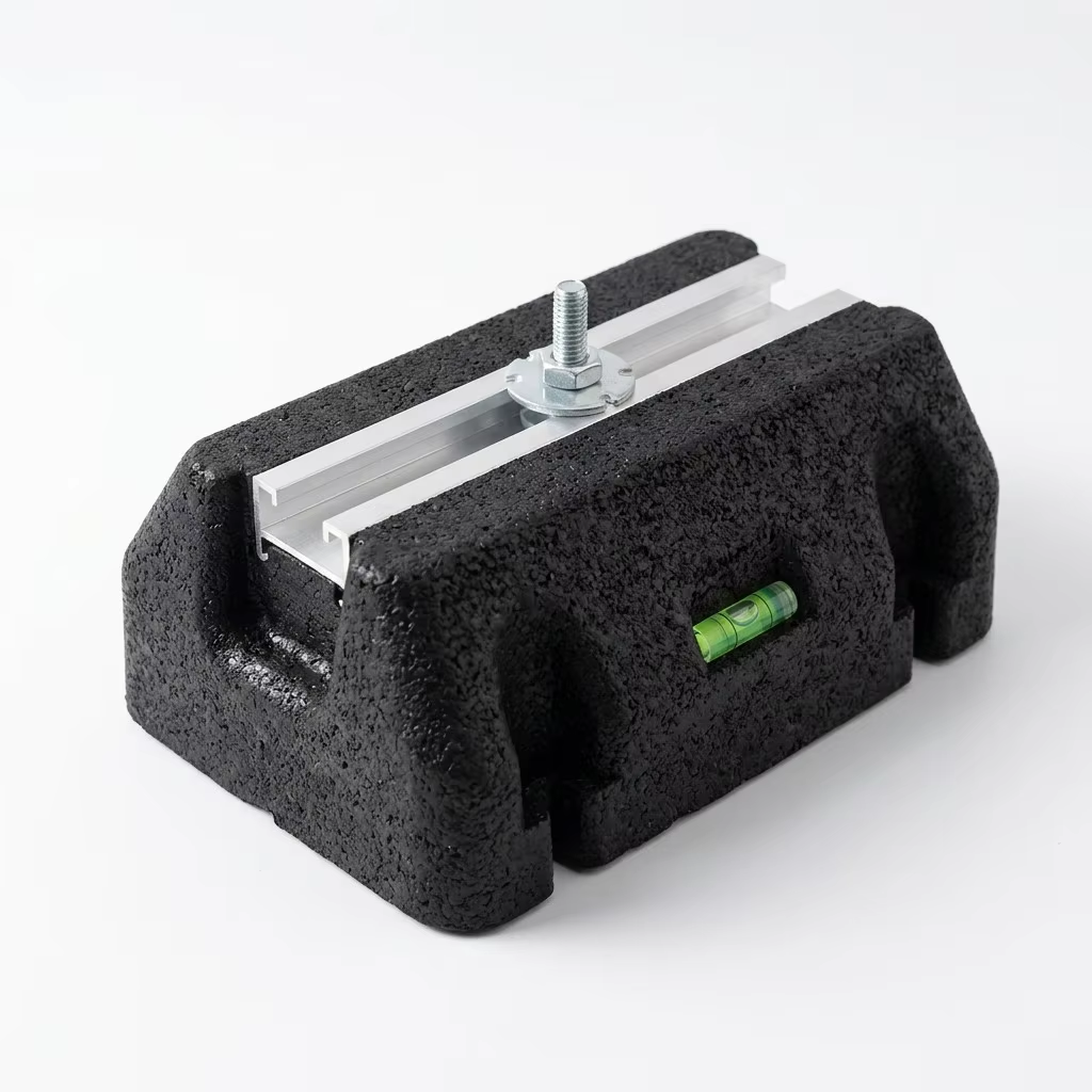 AC Condenser Rooftop Support Base | Anti-Vibration Recycled Rubber | Aluminum C-Channel Rail | Built-in Bubble Level