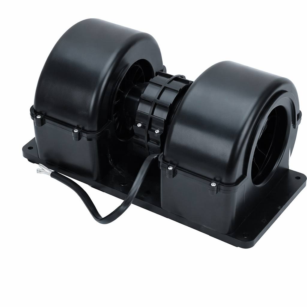 Dual Wheel Automotive AC Blower Motor Assembly, 12V/24V Car Heater Blower Fan with Housing & Control Switch, Heavy Duty Air Conditioning Blower for Trucks, Buses, Excavators, RVs & Agricultural Machinery, Quiet High Airflow HVAC Blower
