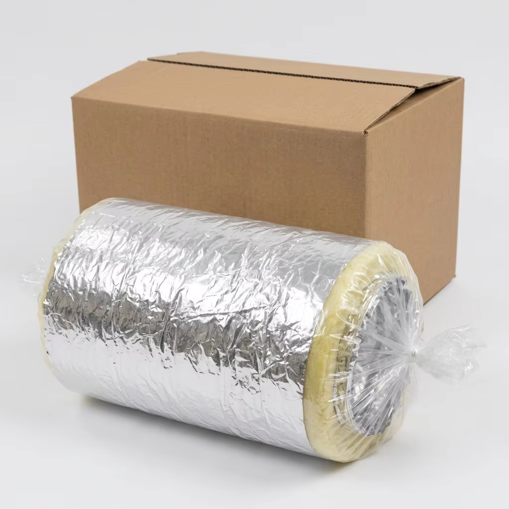 Insulated HVAC Flexible Duct | Aluminum Foil Vapor Barrier | Fiberglass Insulation | Steel Wire Helix Core | Thermal & Acoustic Air Ducting