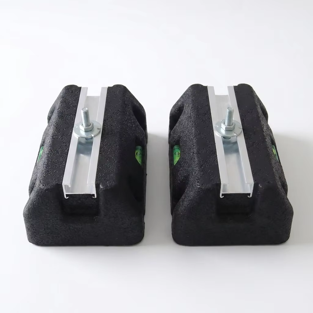 AC Condenser Rooftop Support Base | Anti-Vibration Recycled Rubber | Aluminum C-Channel Rail | Built-in Bubble Level