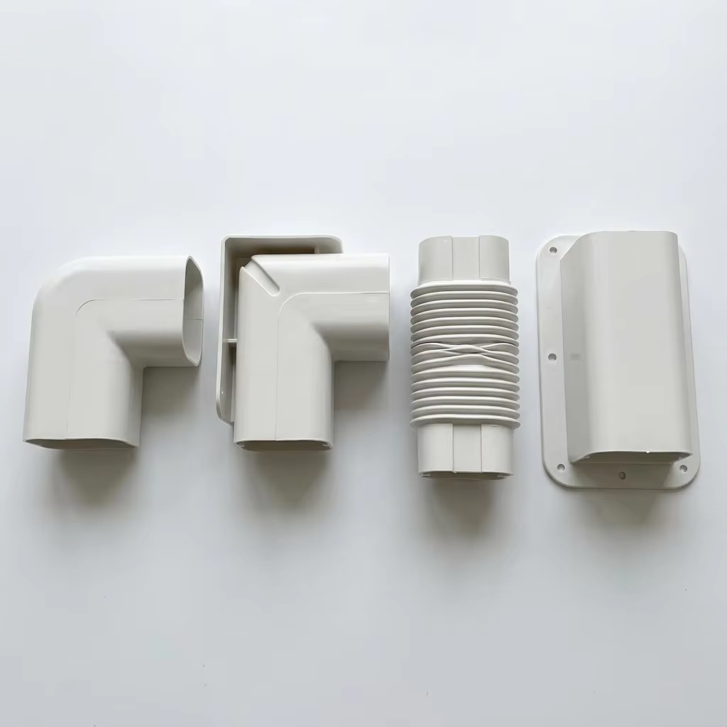 AC Decorative Trunking Line Hide Kit | Rounded-Rectangle Design | Snap-Fit PVC Duct System | Complete Fitting Set Included