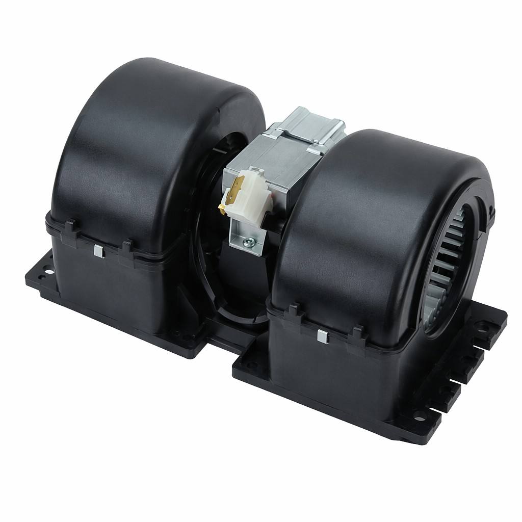 Dual Wheel Automotive AC Blower Motor Assembly, 12V/24V Car Heater Blower Fan with Housing & Control Switch, Heavy Duty Air Conditioning Blower for Trucks, Buses, Excavators, RVs & Agricultural Machinery, Quiet High Airflow HVAC Blower
