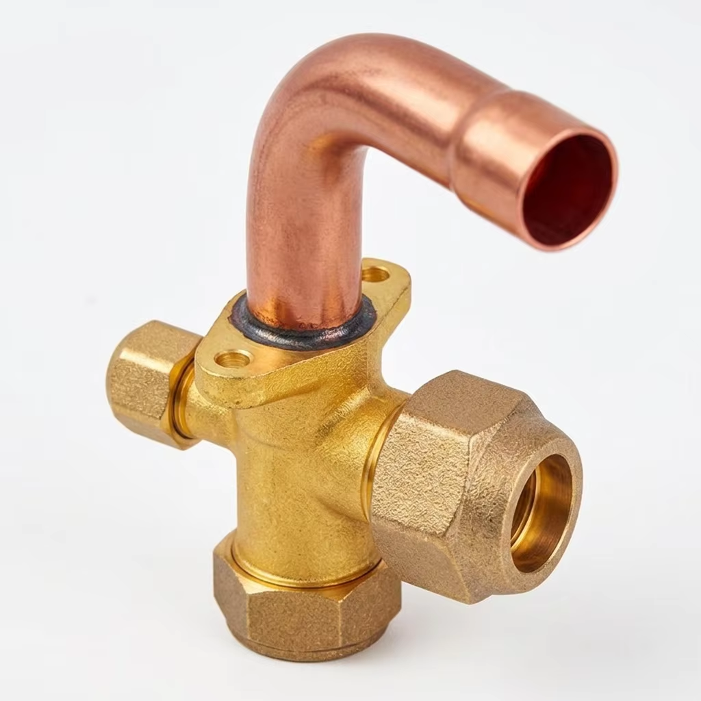 Brass AC Service Valve Pair | Suction & Liquid Line | R410A/R32 Compatible | Flare Connection — Outdoor Unit Shut-Off Valves