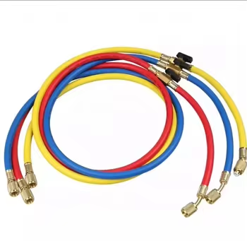 High Pressure Refrigerant Hose, Flexible HVAC Charging Hose, Color Coded R410A R134a R32 Refrigerant Hose with Brass Fittings for Air Conditioner Refrigeration System Charging and Testing