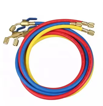 High Pressure Refrigerant Hose, Flexible HVAC Charging Hose, Color Coded R410A R134a R32 Refrigerant Hose with Brass Fittings for Air Conditioner Refrigeration System Charging and Testing
