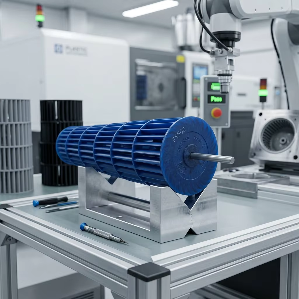 Precision-Molded Cross Flow Fan Wheel — Uniform Laminar Airflow for HVAC, Air Curtains, and Electronic Cooling