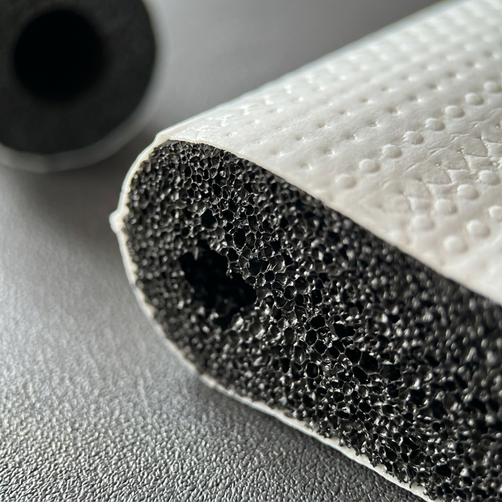 White Embossed NBR Insulation Pipe | UV-Protected & Thermal | Closed-Cell Rubber Foam Tube | Professional Split AC Installation Insulation