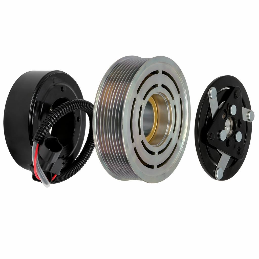 Complete Auto AC Compressor Clutch Assembly, Magnetic Clutch Pulley Hub Coil Kit, 6PK Multi Groove AC Clutch Replacement Parts