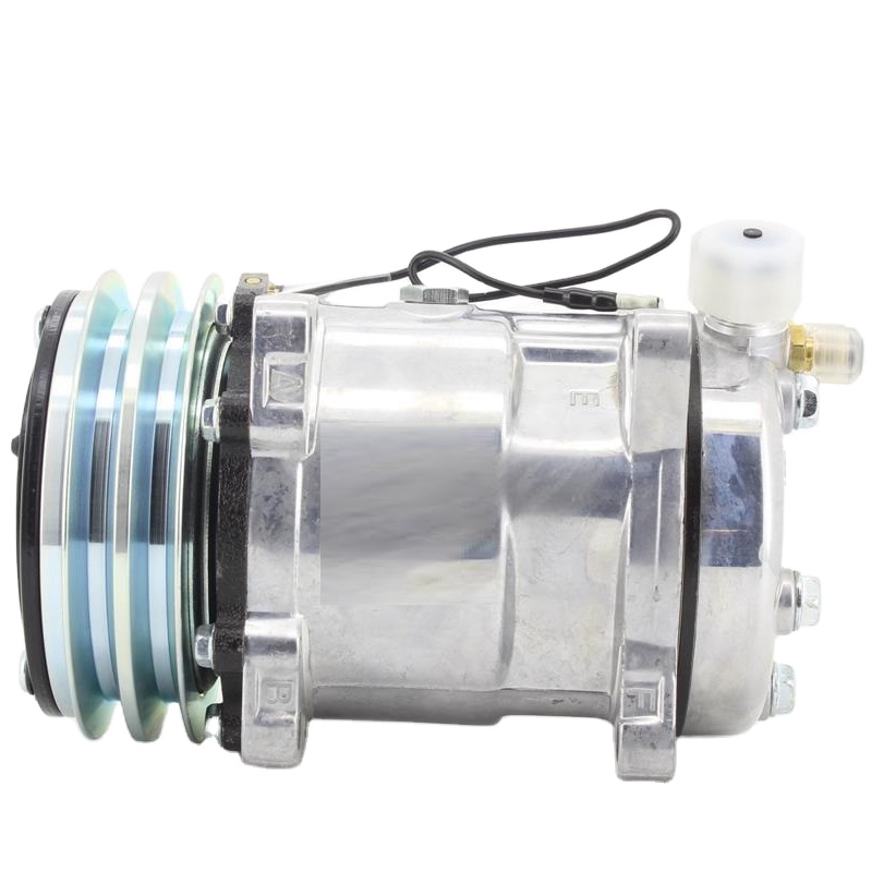 Universal Auto AC Compressor, Sanden Style Car Air Conditioning Compressor with Clutch, 12V/24V Automotive Air Con Pump Replacement for Cars