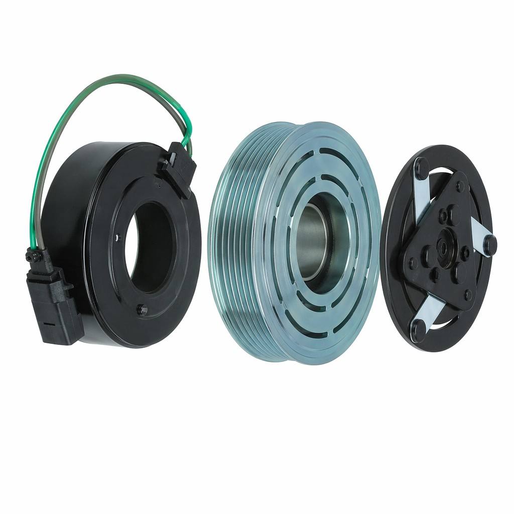 Complete Auto AC Compressor Clutch Assembly, Magnetic Clutch Pulley Hub Coil Kit, 6PK Multi Groove AC Clutch Replacement Parts