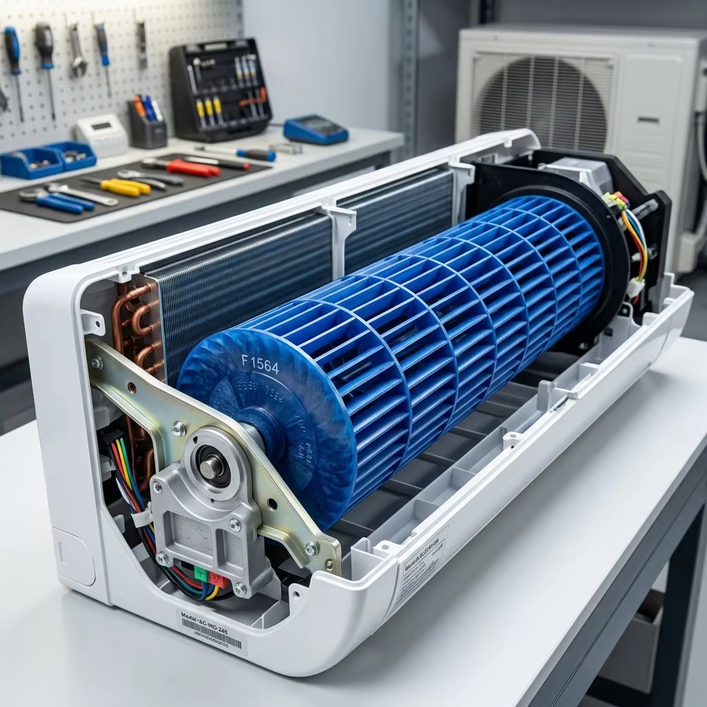 Precision-Molded Cross Flow Fan Wheel — Uniform Laminar Airflow for HVAC, Air Curtains, and Electronic Cooling