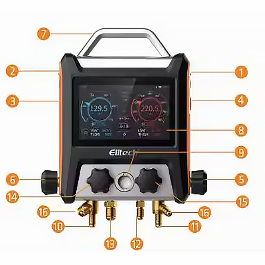 High Precision Digital Manifold Gauge, Smart HVAC Refrigerant Pressure Tester, Automatic Superheat Subcooling Calculation Digital Manifold for Air Conditioner Refrigeration System