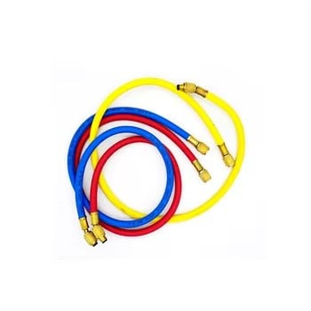High Pressure Refrigerant Hose, Flexible HVAC Charging Hose, Color Coded R410A R134a R32 Refrigerant Hose with Brass Fittings for Air Conditioner Refrigeration System Charging and Testing