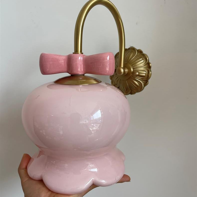 New French Country Style Decorative Bow Bell Children's Room Wall Lamp