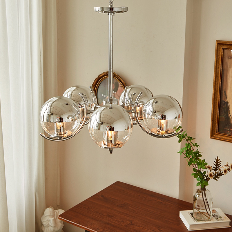 Candeliere vintage italiano in argento con motivo di fagiolo magico per soggiorno e sala da pranzo