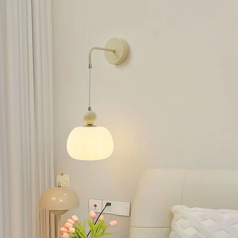 Creative Pumpkin Design Iron Cream Style Children's Room Nordic Bedroom Wall Lamp