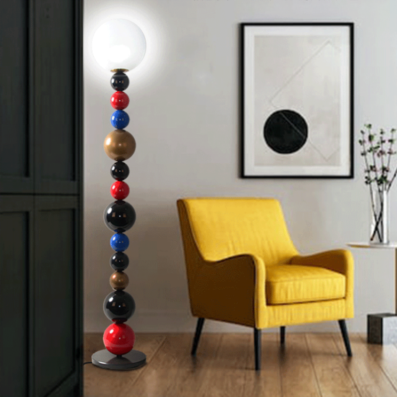 Modern Stacked Spheres Floor Lamp Metal Glass Dimmable For Home Decor