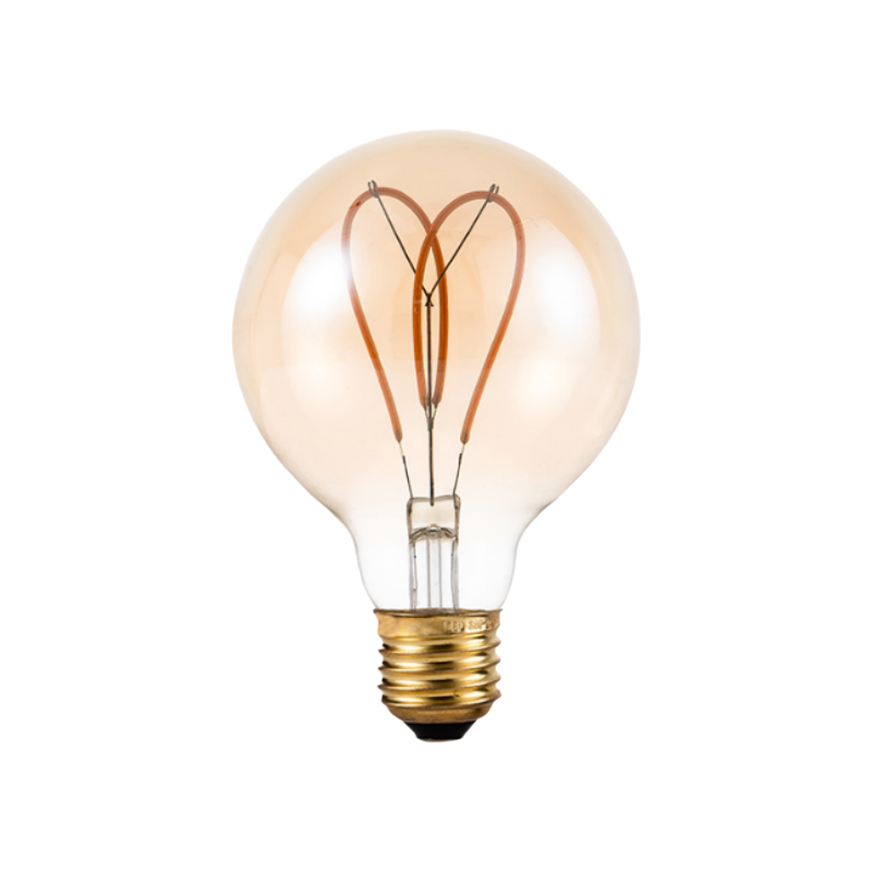 G95/G125 Clear Soft Filament Heart-shaped LED Bulb for Indoor Outdoor Decor