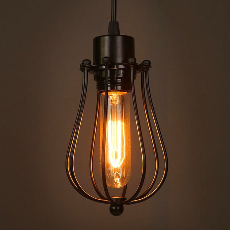American Retro Country Edison Industrial Restaurant Pomelo Black Iron Cage Chandelier 