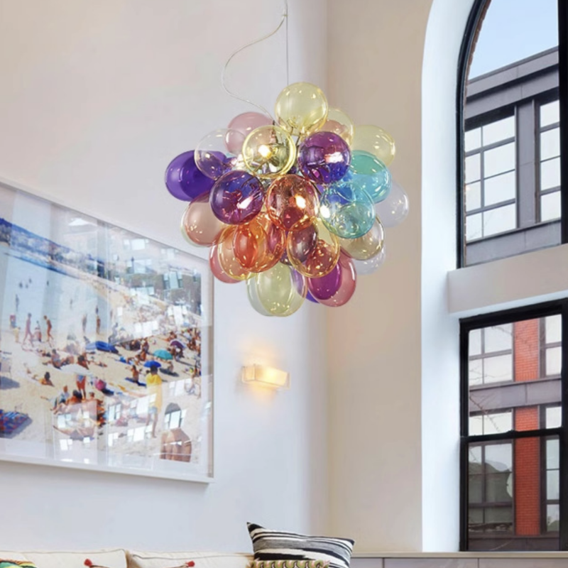Modern Minimalist Colored Glass Bubble Pendant Light for Restaurant Home Decor