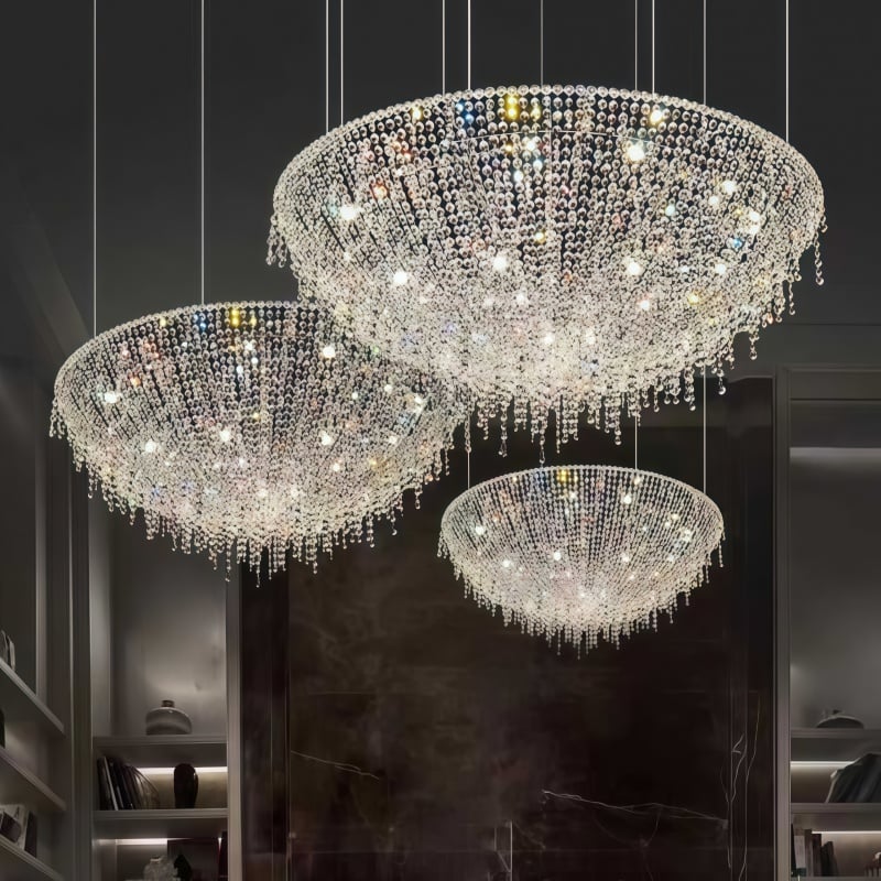 High-end Luxury Crystal Round Chandelier Decorative Hanging Lamp for Home Hotel Decor