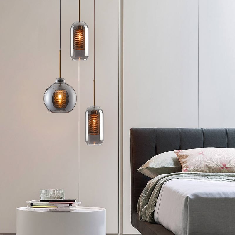 Nordic Modern Blown Glass Hanging Lamp Gold Corner Shop Decor Pendant Lighting Fixture