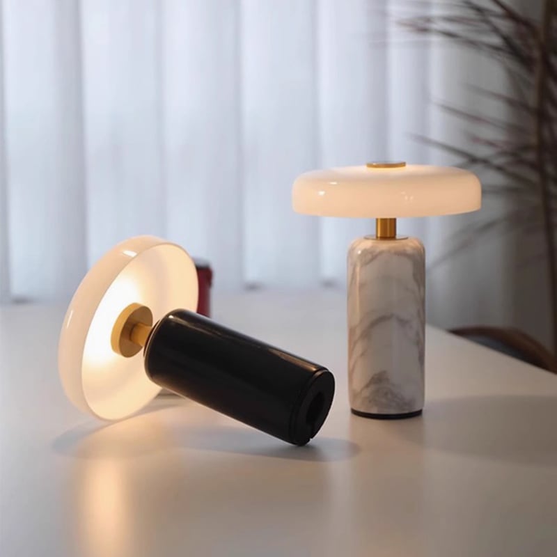Minimalist Portable Charging Living Room Bedroom Marble Atmosphere LED Desk Lamp