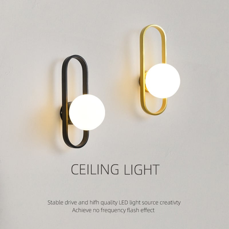 American Simple Corridor Aisle Mirror Front Magic Bean Glass Ball Wall Lamp