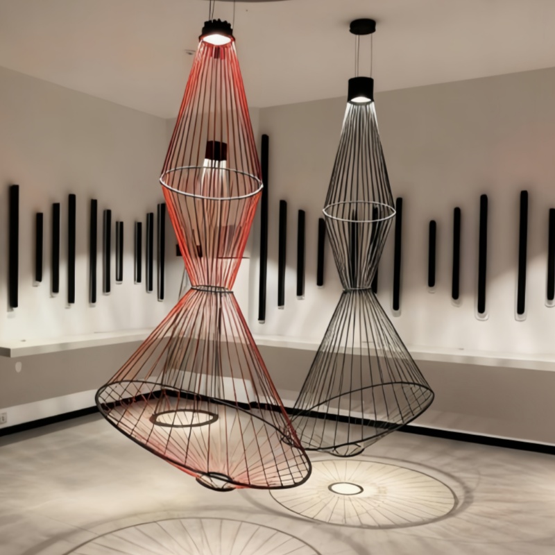 Nordic Modern Villa Living Room Minimalist Creative Long LED Hangning Lamp Designer Line Chandelier