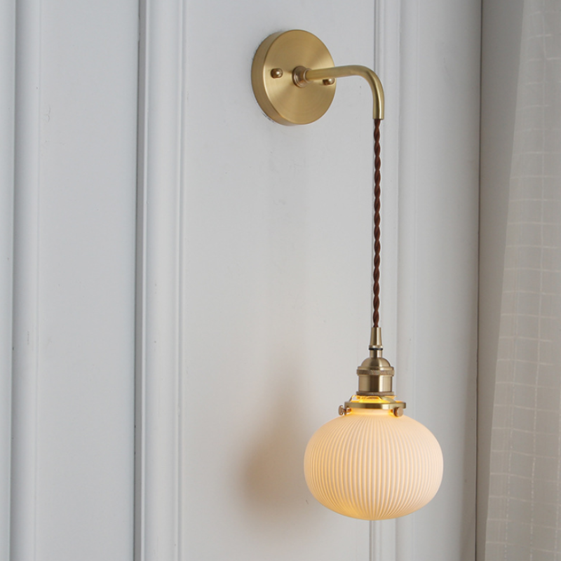 Retro Elegant Adjustable Corded Lantern Wall Lamp for Hotel Living room Bedroom Hallway Background wall Decor