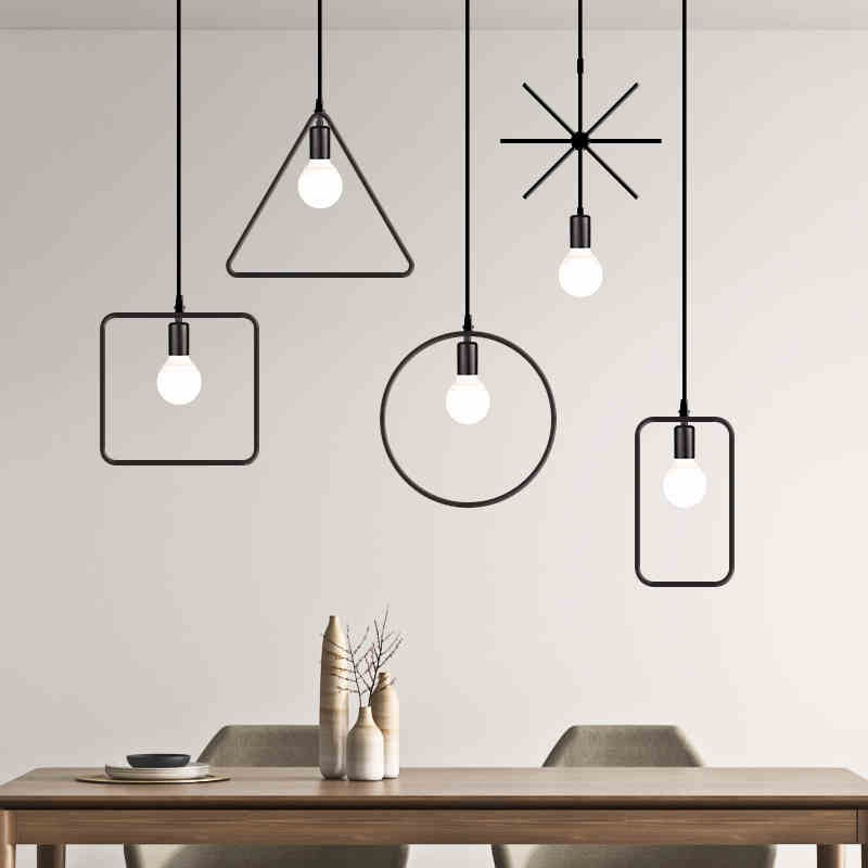 American style rural creative decoration iron hemp rope geometric chandelier for hotel restaurant coffee shop