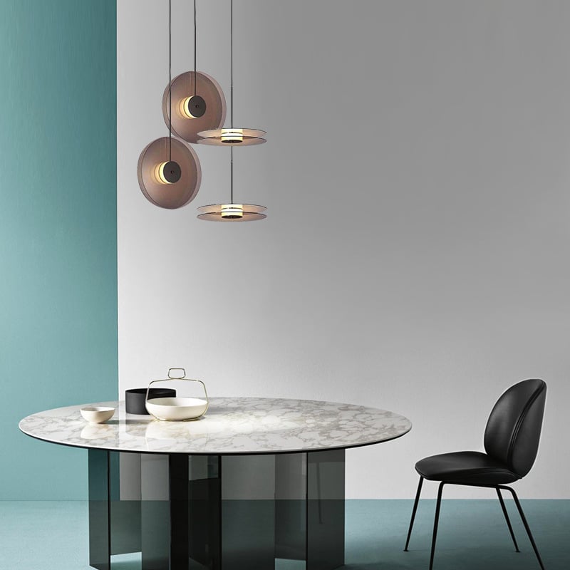 Modern Wrought Iron Glass Brown Circular Creative Pendant Light for Restaurant
