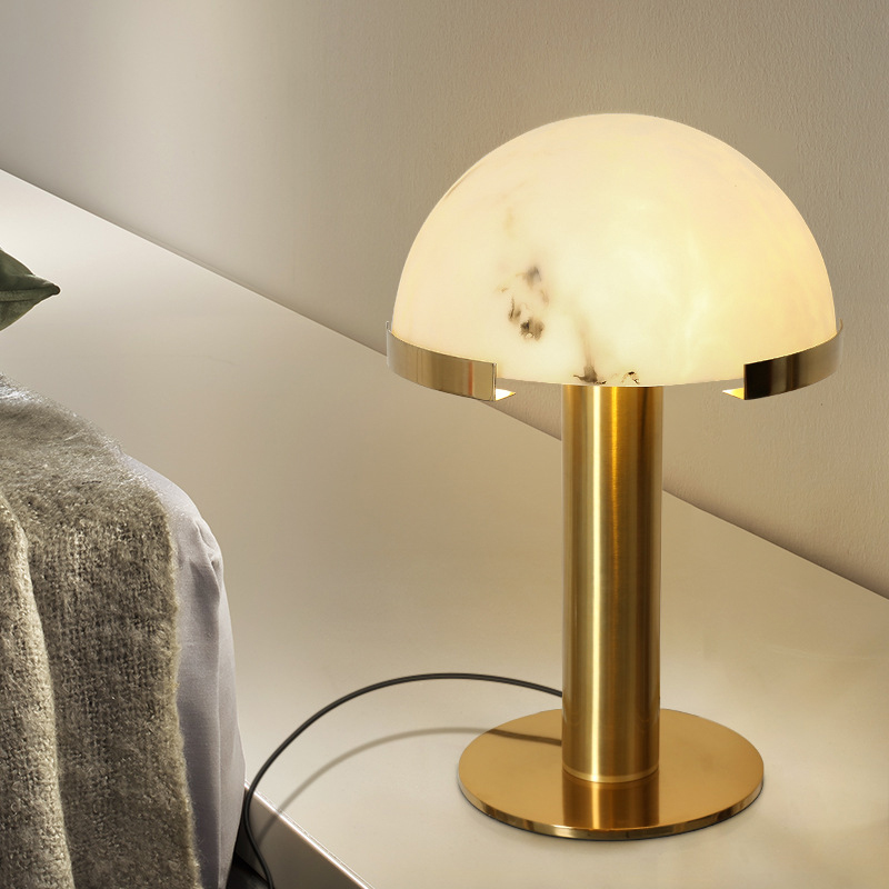 Modern Luxury Natural Marble LED Bedside Bedroom Decorative Table Lamp