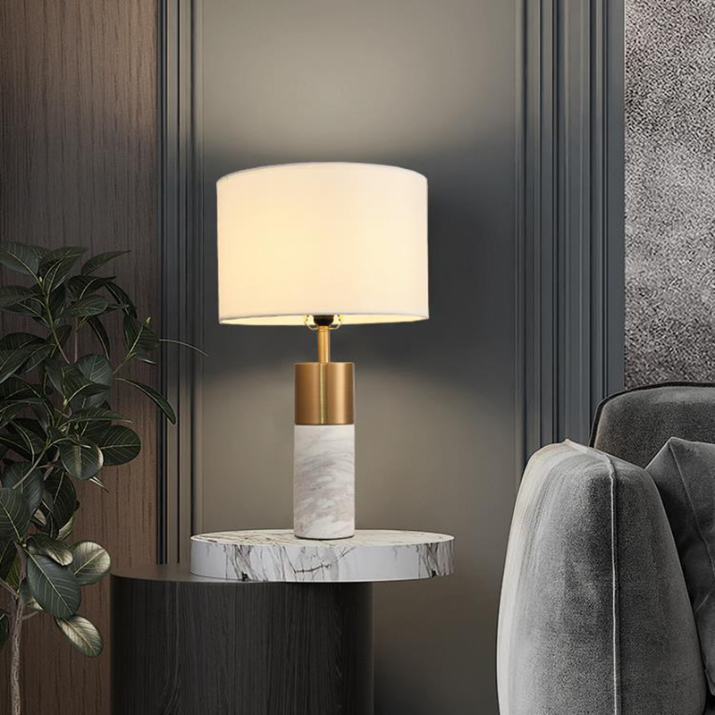 Europese stijl marmeren zwart-wit LED-lampenkap van stof voor woonkamerstaande lamp